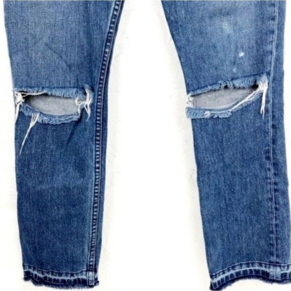 REFORMATION Winona Mid/High Rise Button Fly Distressed Knees Jeans Sz 28 - Picture 3 of 7